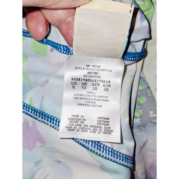 Caribbean Joe Floral Tankini Top Size 8 White Blue Green Purple - Picture 5 of 5